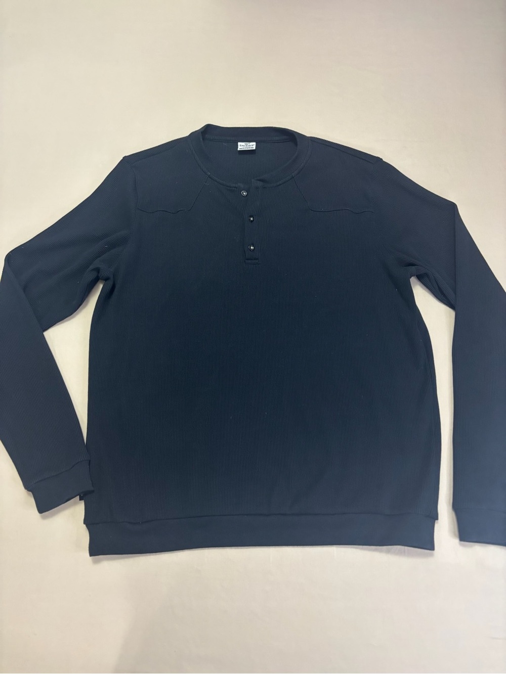 King Ranch Men's Long-Sleeve Black Western Henley Thermal Shirt Size Large